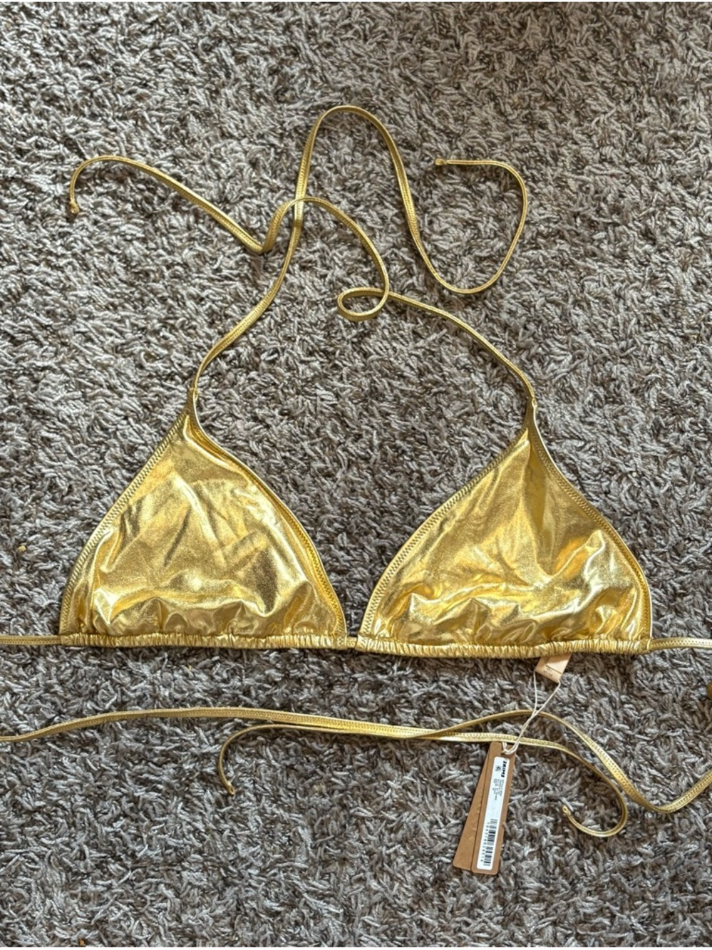 SKIMS Metallic Gold Triangle Bikini Top